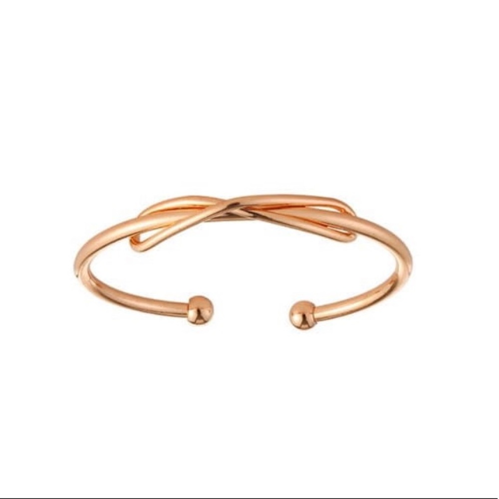 Minimalist bow cuff style rose gold bracelet
